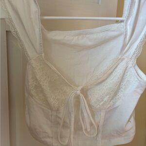 White lace, crop top, tank top